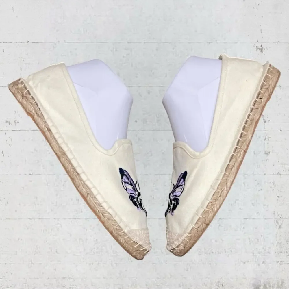 Coldwater Creek Walk With Me Espadrilles Embroidered Butterfly Size 6.5 Boho